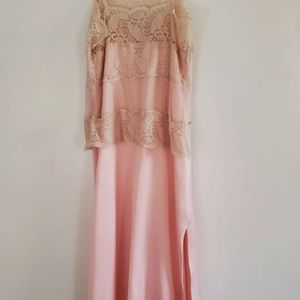 Vintage Amaretta Nightgown Blush Pink Lace Trim Size L